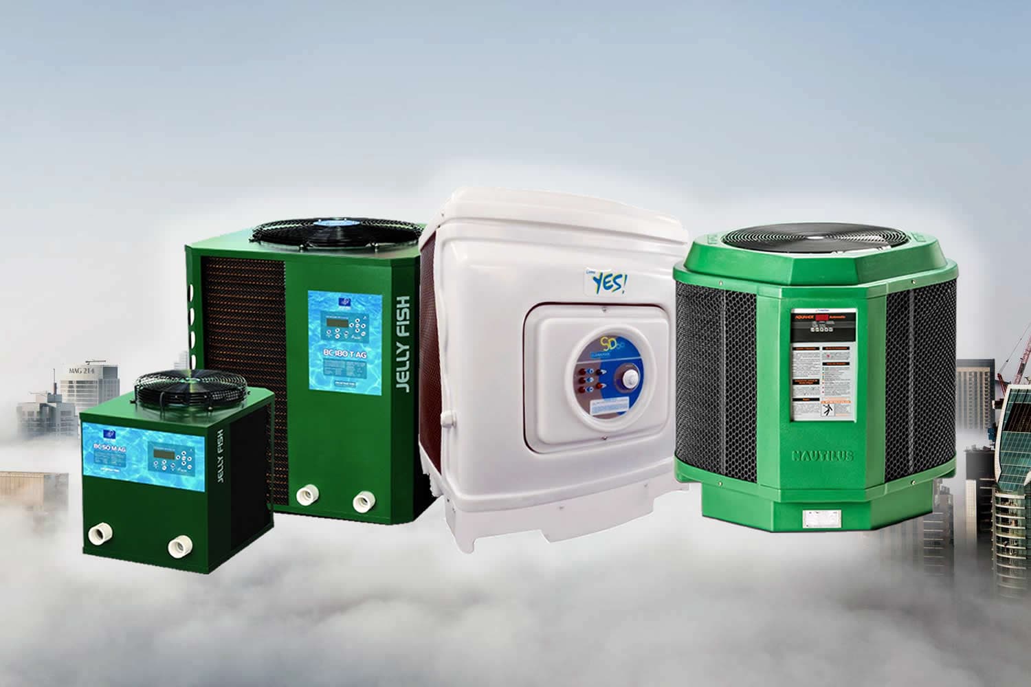 Bombas de calor para piscina Jelly Fish, Yes e Nautilus